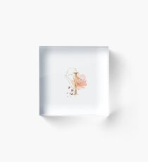 Golden ethereal floral monogram - I Acrylic Block