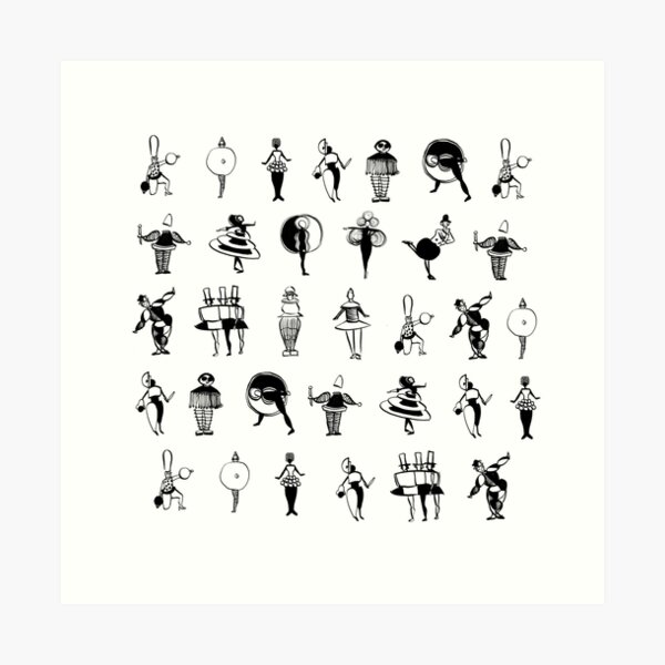 Bauhaus Costume Party in Ink Pattern (Oskar Schlemmer 1920s) Art Print