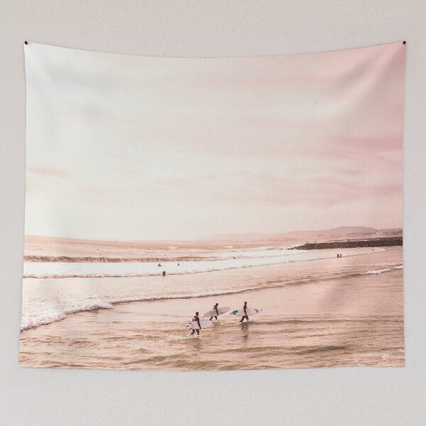 Item preview, Surfers on beach pink sunset designed and sold by PinkJellyfishCo.