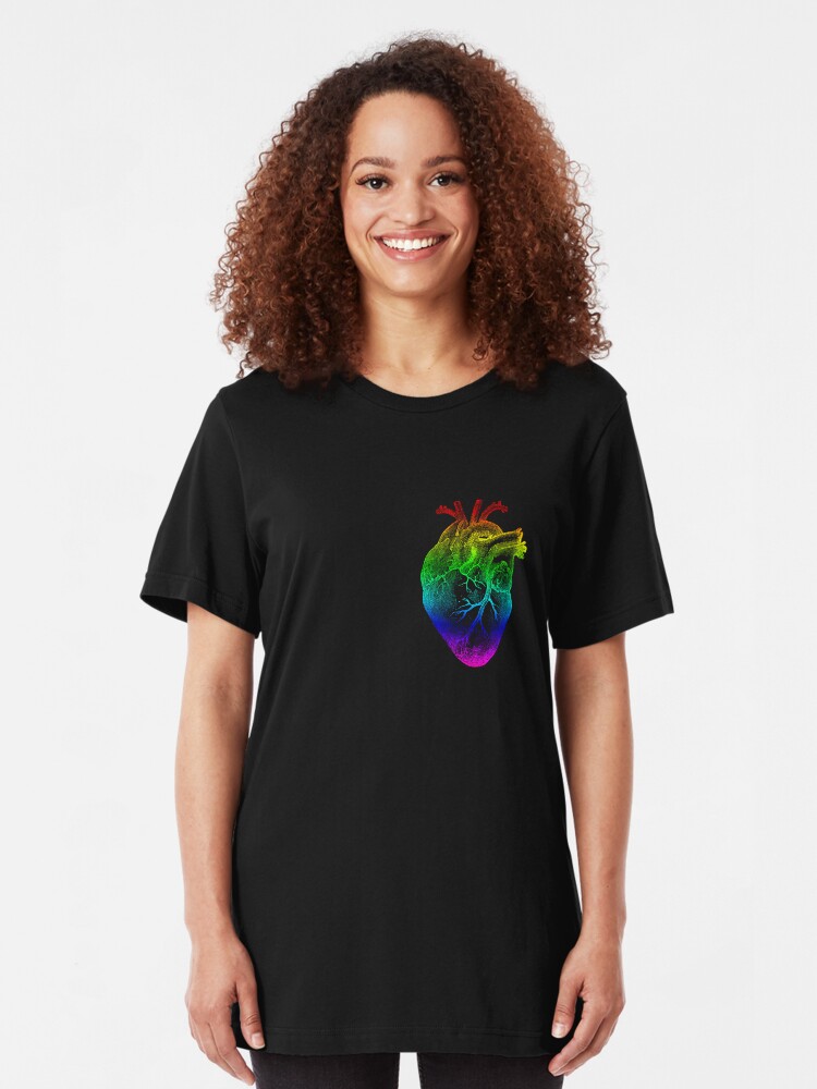 Alternate view of Rainbow Heart Slim Fit T-Shirt