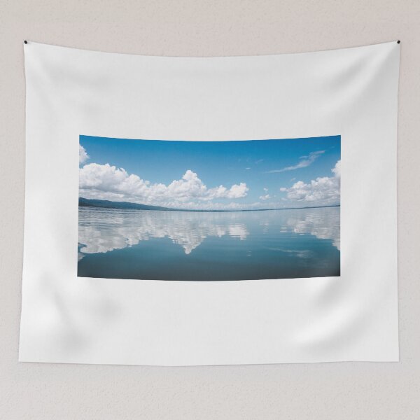 Item preview, Calm reflections on blue lake with fluffy clouds designed and sold by L Sq.