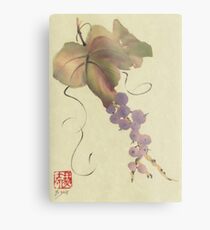 Grapes with Leaf Metal Print