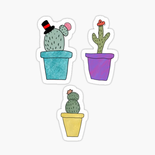 Cacti with Hats Sticker