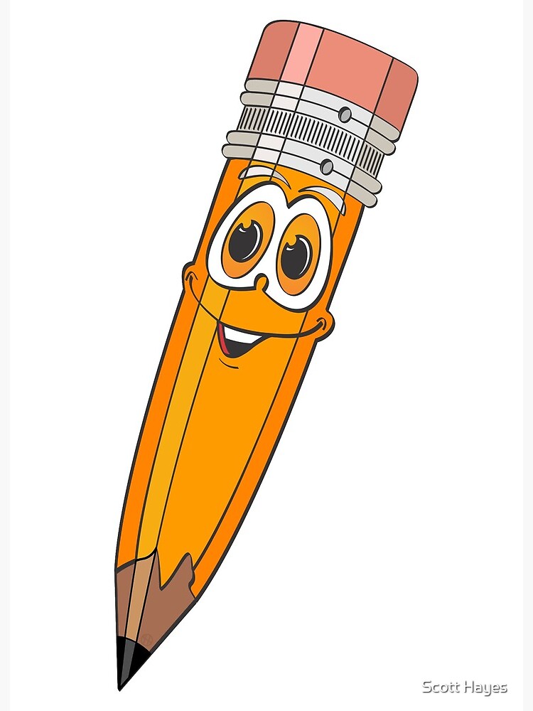 cartoon pencil with face