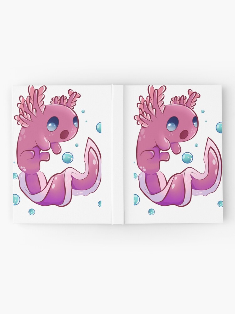 Cute Cartoon Axolotl With Bubbles Hardcover Journal By Kaidolen Redbubble