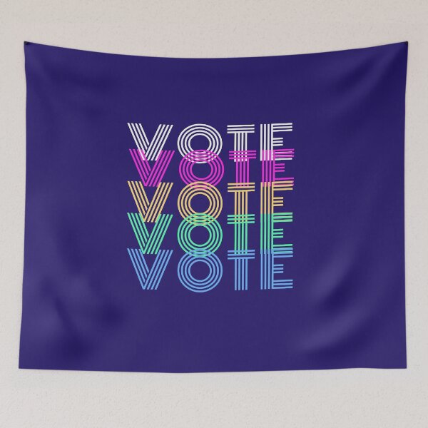 Item preview, Vote retro rainbow font activism feminism election designed and sold by SnarkyShirts.