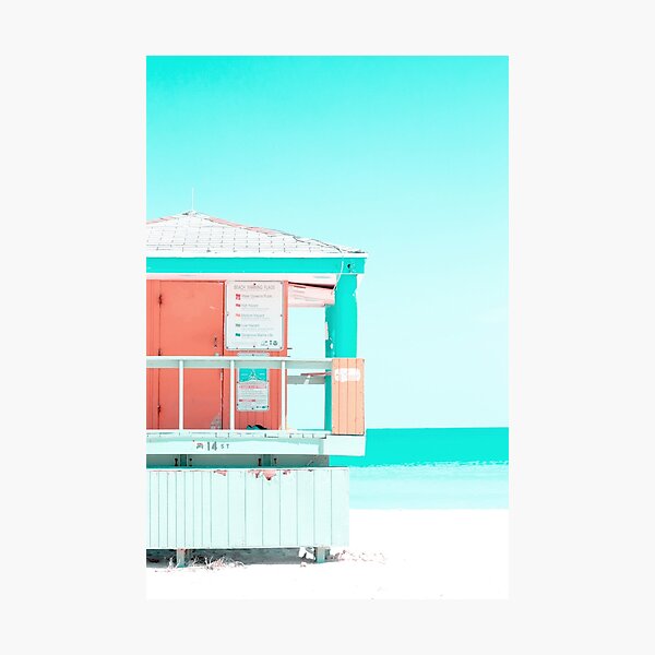 Lifeguard tower on beach Photographic Print