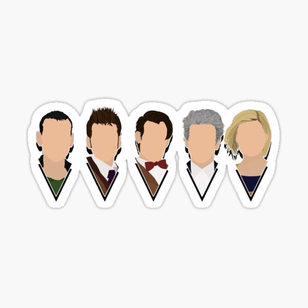 5 Modern Doctors Faces - Including 13th Doctor - Doctor Who Inspired - Series 11 Sticker