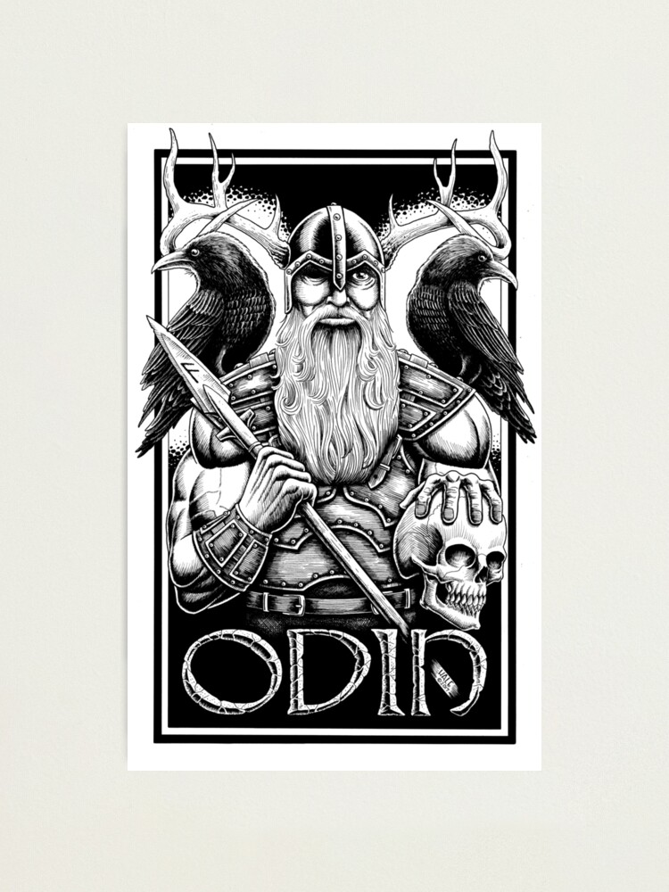 Lámina fotográfica «Odin - el padre de todos - blanco y negro» de  Stolencheese | Redbubble