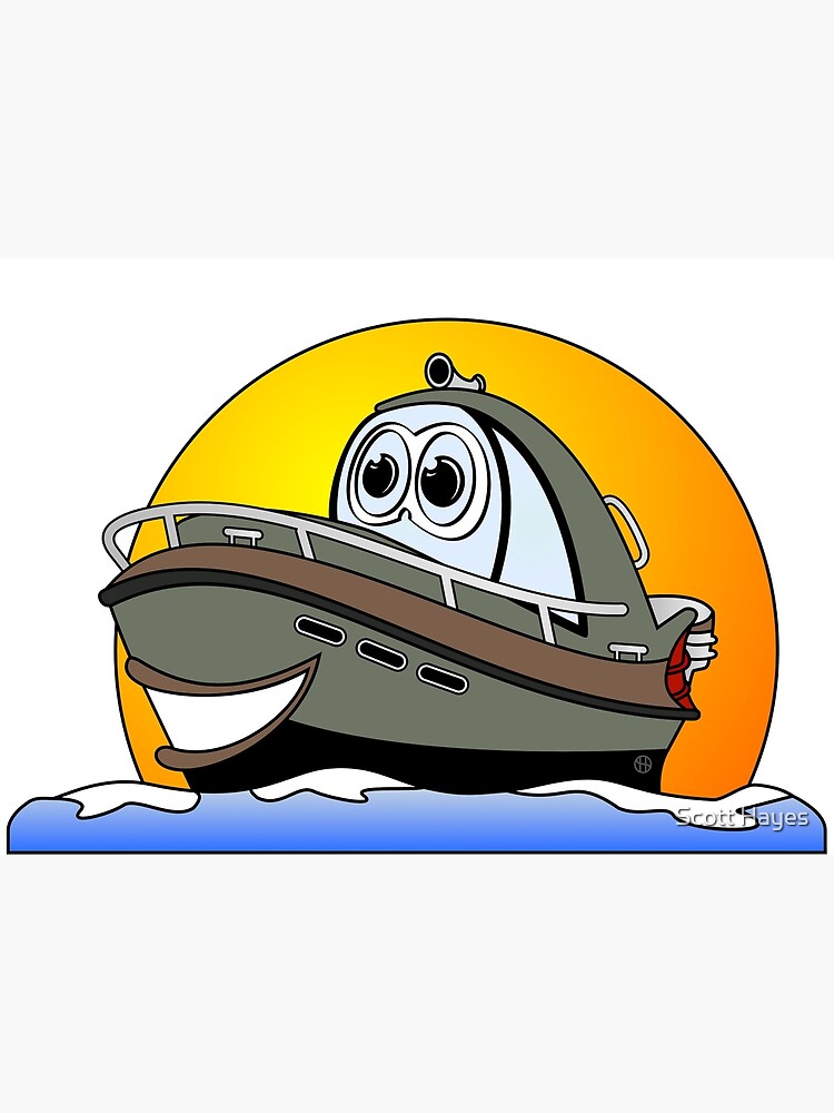 Blue Motor Boat Cartoon Greeting Card for Sale by Scott Hayes