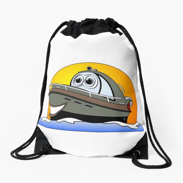 Camo Cartoon Motorboat Drawstring Bag