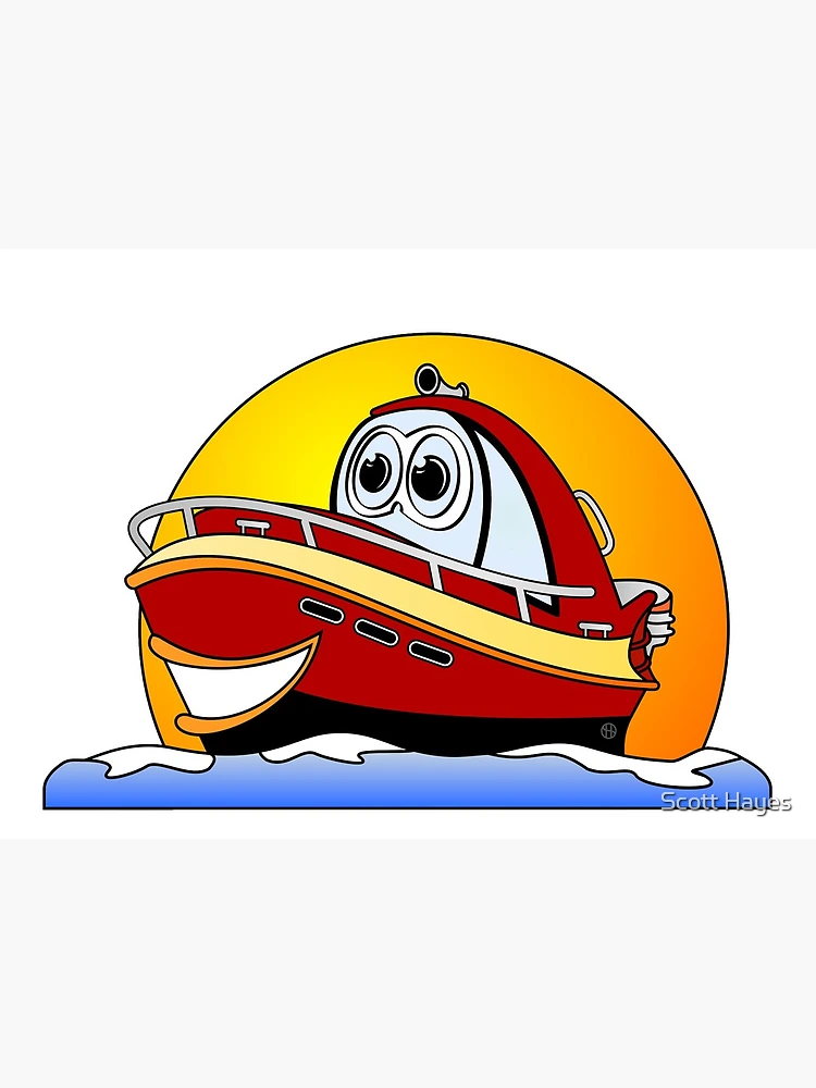 Blue Motor Boat Cartoon Greeting Card for Sale by Scott Hayes