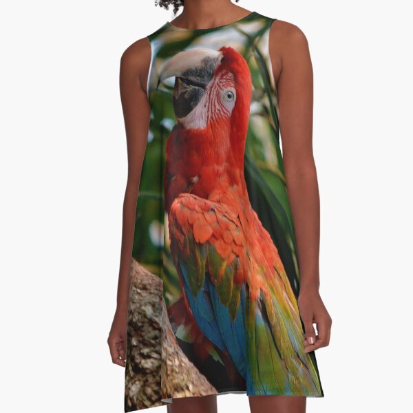 Ara red-and-green macaw A-Line Dress