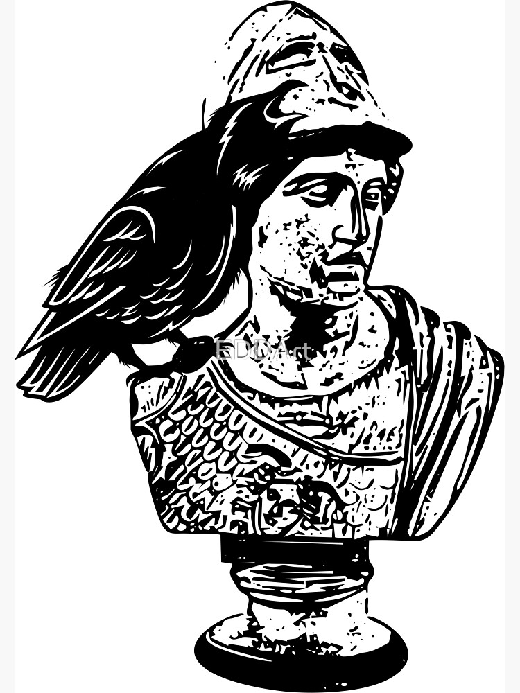 "Raven Crow Bust Of Goddess Pallas Athena 1" Poster by EDDArt Redbubble