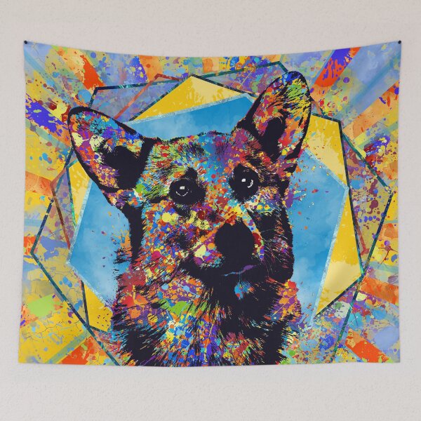 Item preview, Colorful Corgi Portrait Abstract Mixed Media designed and sold by k9printart.