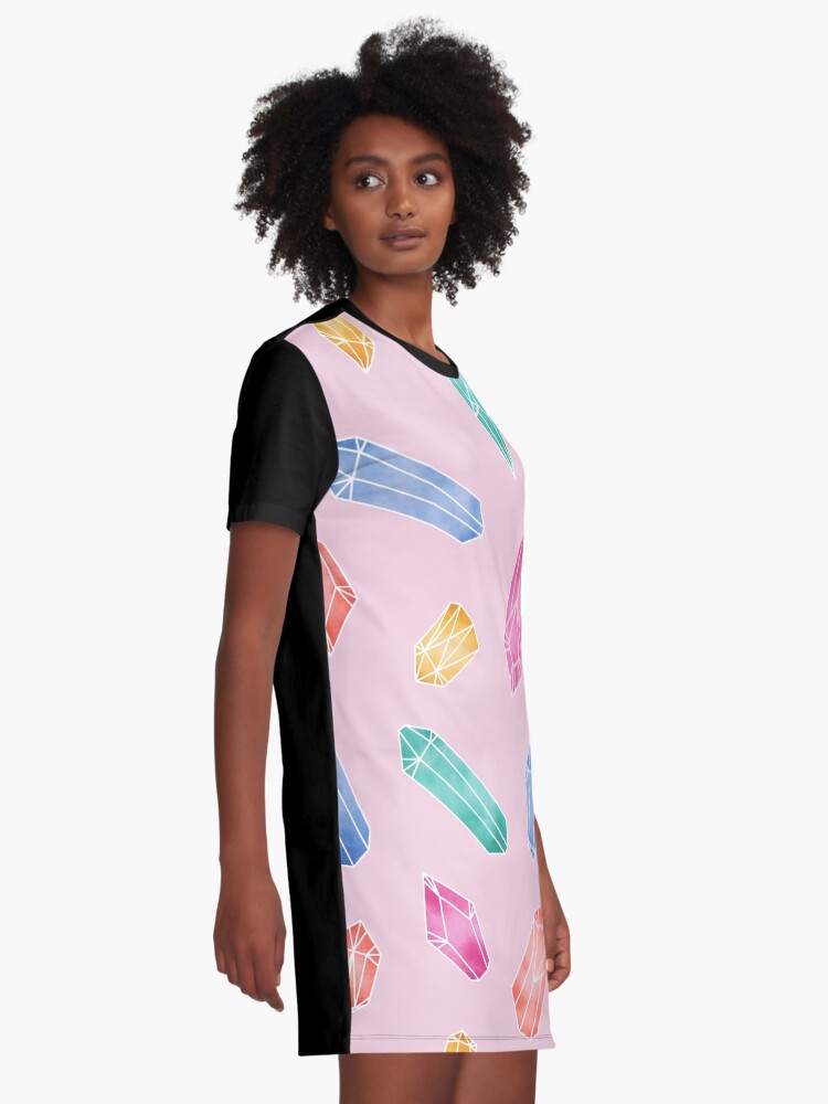 Alternate view of Crystals Pattern - Candy Pink Graphic T-Shirt Dress
