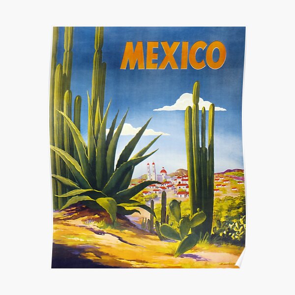 Mexico Vintage Poster Restored Poster