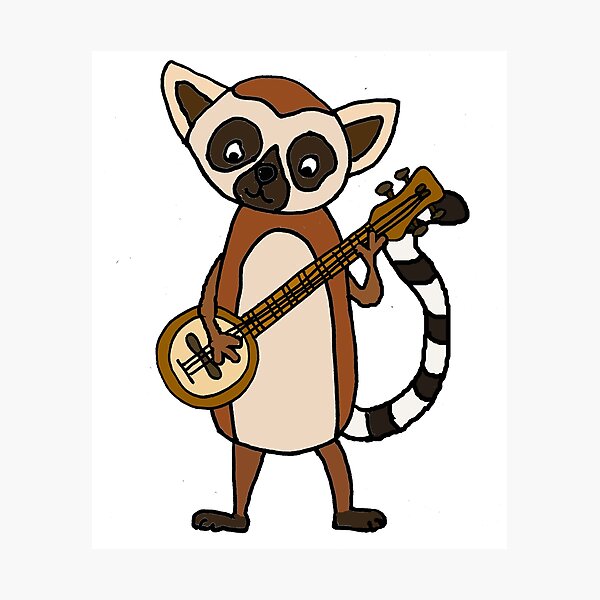 Item preview, Cute Lemur Playing Banjo Cartooon designed and sold by Nature's Fancy.