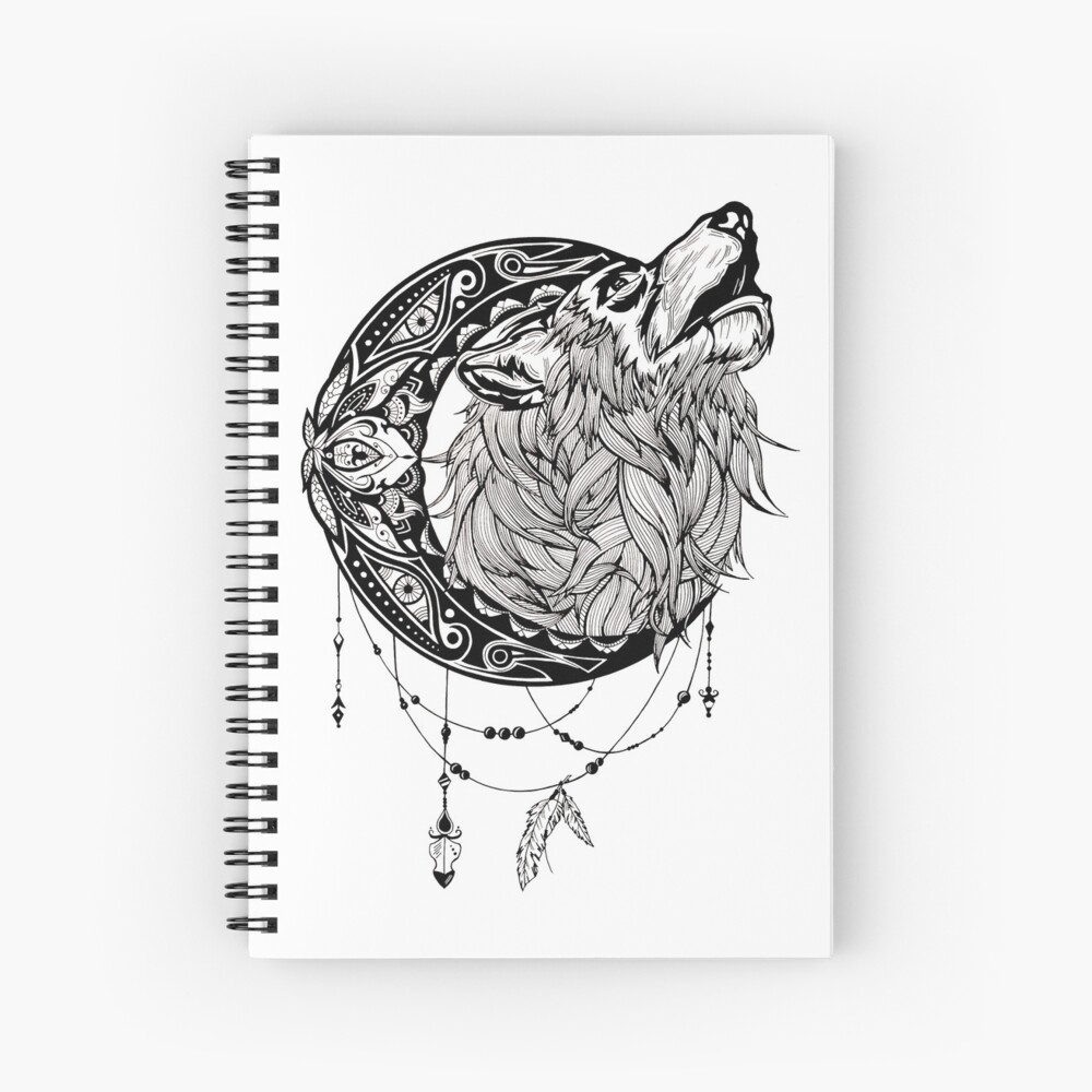 Mandala moon howling wolf | Animal spirit totem | Ink Tattoo design Mandala moon howling wolf | Animal spirit totem | Ink Tattoo design