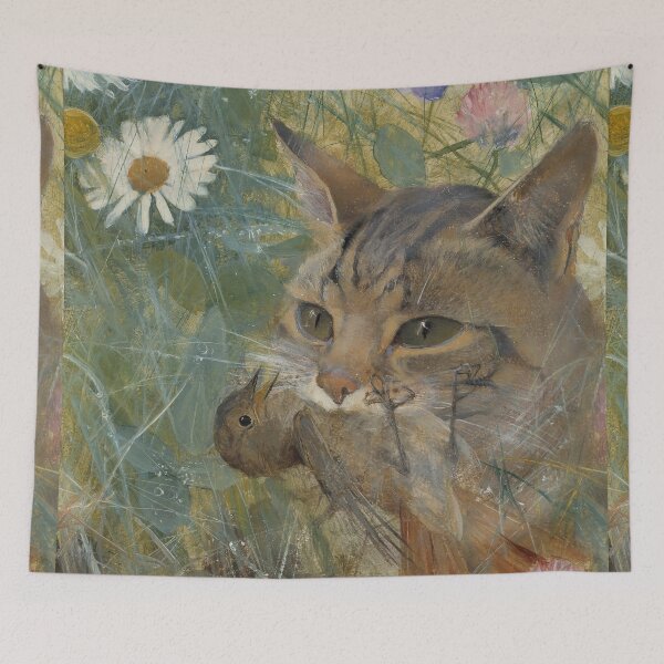 Item preview, A Cat with a Young Bird in its Mouth - Bruno Liljefors designed and sold by themasters.