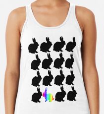 Ehrfürchtige homosexuelle LGBT Hemden Homosexuelles Regenbogen-Hemd Häschen für Stolz Ostern-Kaninchen-Wasserfarbe Tanktop für Frauen