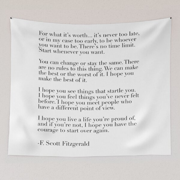 Item preview, for what it's worth - fitzgerald quote designed and sold by typutopia.