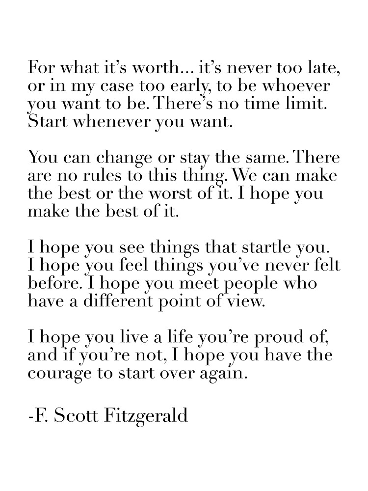 "for what it's worth fitzgerald quote" Sticker for Sale by typutopia