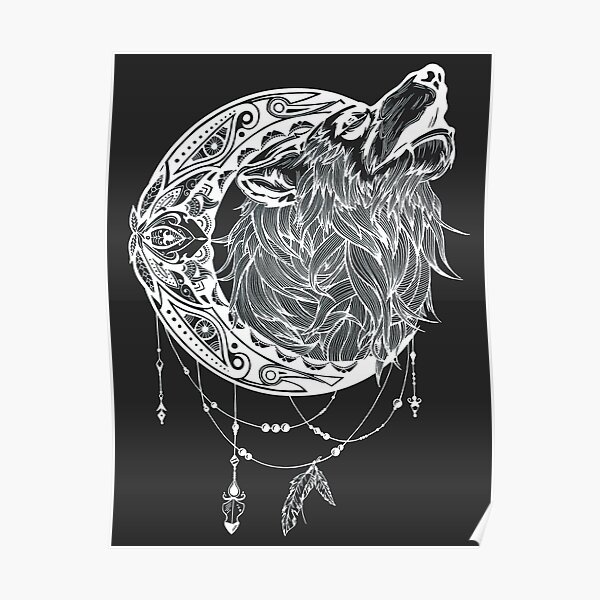 Mandala moon howling wolf | Animal spirit totem | Ink Tattoo design Mandala moon howling wolf | Animal spirit totem | Ink Tattoo design