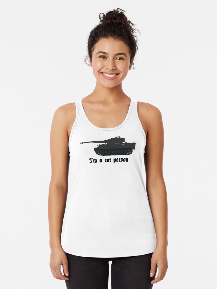 Thumbnail 1 of 3, Racerback Tank Top, ww2 tiger tanks cat designed and sold by untagged-shop.