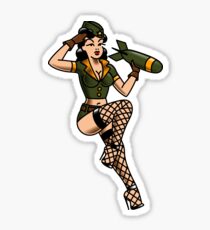 Patriotic Bomber Gal Pin-up Sticker