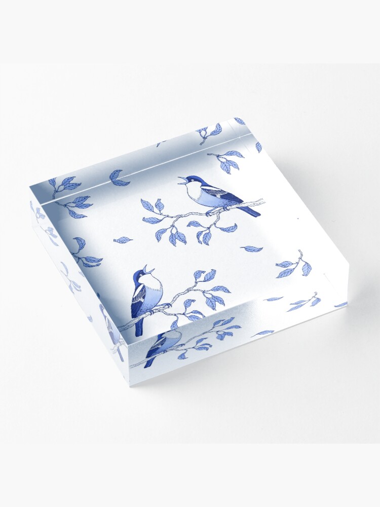 Alternate view of Blue Bird Pattern Acrylic Block