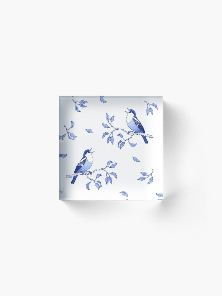 Alternate view of Blue Bird Pattern Acrylic Block
