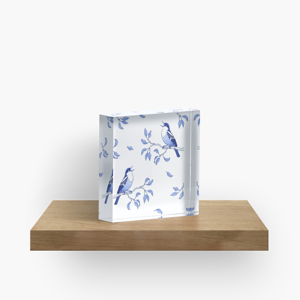 Blue Bird Pattern Acrylic Block