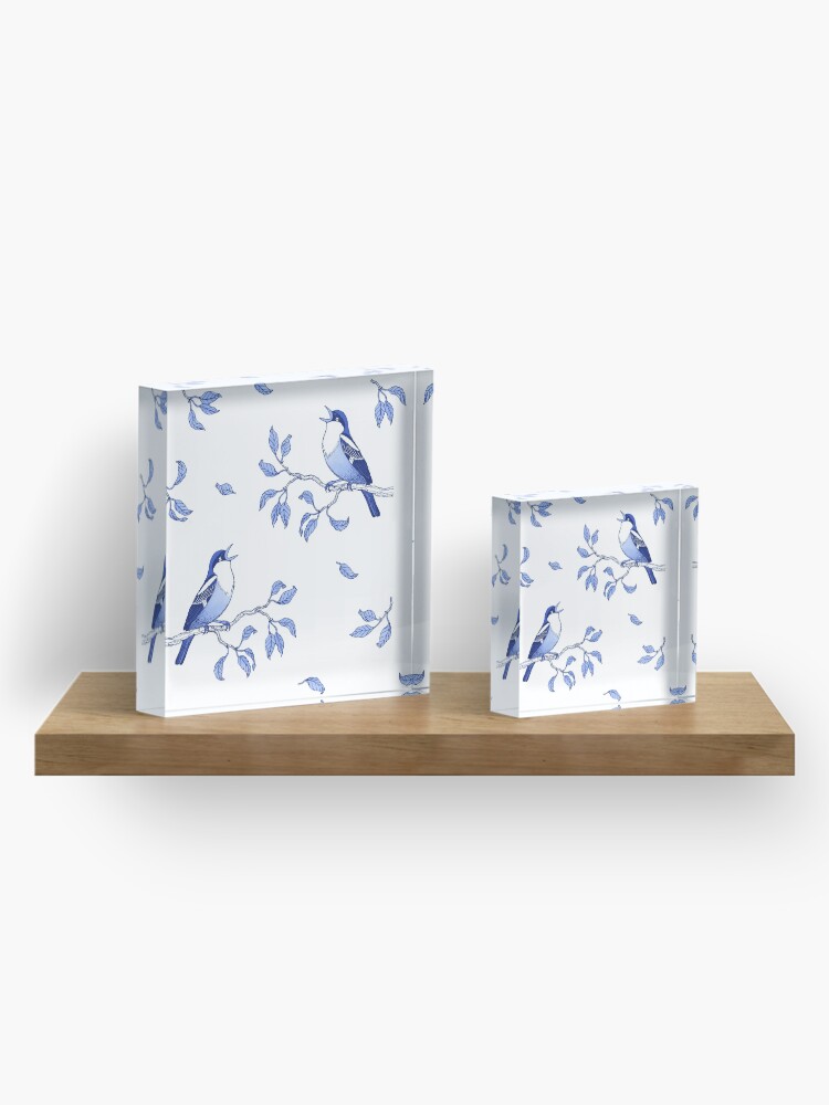 Alternate view of Blue Bird Pattern Acrylic Block