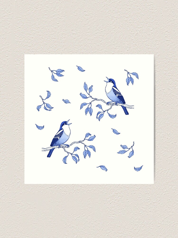 Alternate view of Blue Bird Pattern Art Print