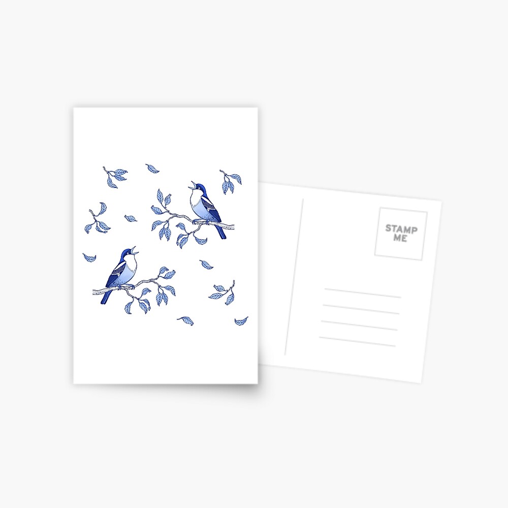 Blue Bird Pattern Postcard