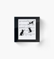 Bloque acrílico Hoja de Música Gato Regalo Gato Música Nota Amantes Gatito Gato Negro