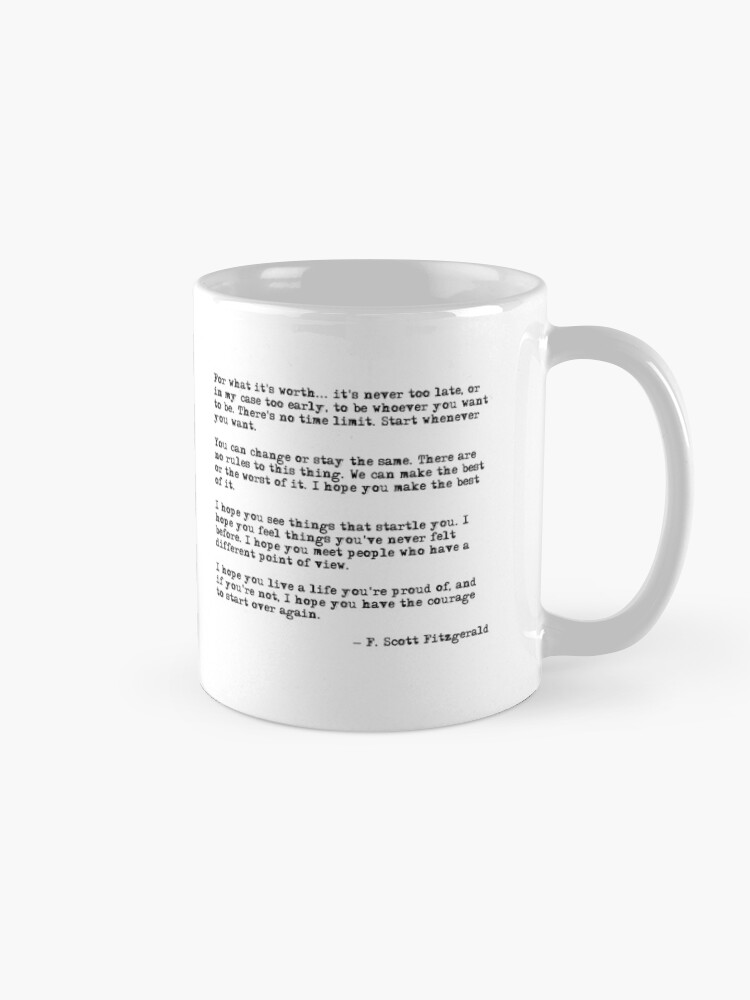 Thumbnail 5 of 6, Coffee Mug, For what it's worth - F Scott Fitzgerald quote designed and sold by peggieprints.