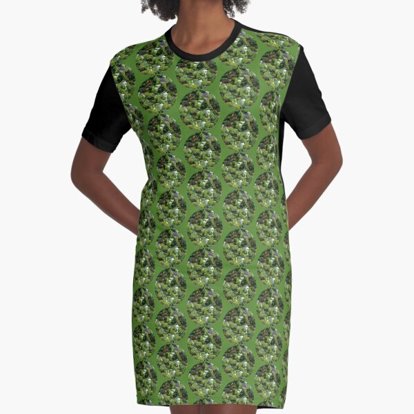 Scottish Summer Leaves And Flowers Graphic T-Shirt Dress