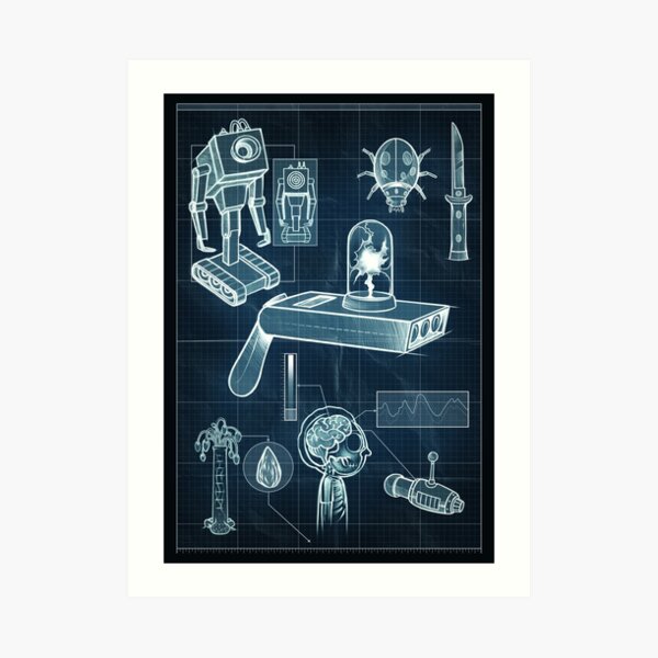 Rick and Morty - Schematic #1 Art Print