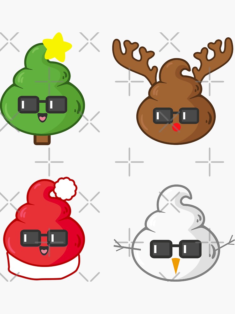 &quot;Christmas Poop Emoji Faces&quot; Sticker for Sale by rkhy | Redbubble