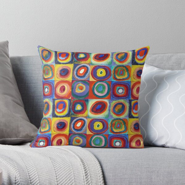 Wassily Kandinsky - Color Study, Squares with Concentric Circles - Bauhaus Art Throw Pillow