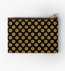 Sunflower- Black Zipper Pouch