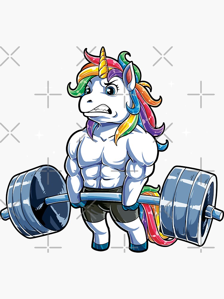Unicorn Weightlifting T shirt Fitness Gym Deadlift Rainbow Gifts Party Men  Women-6IFWp - Unicorn Weightlifting Fitness - Sticker
