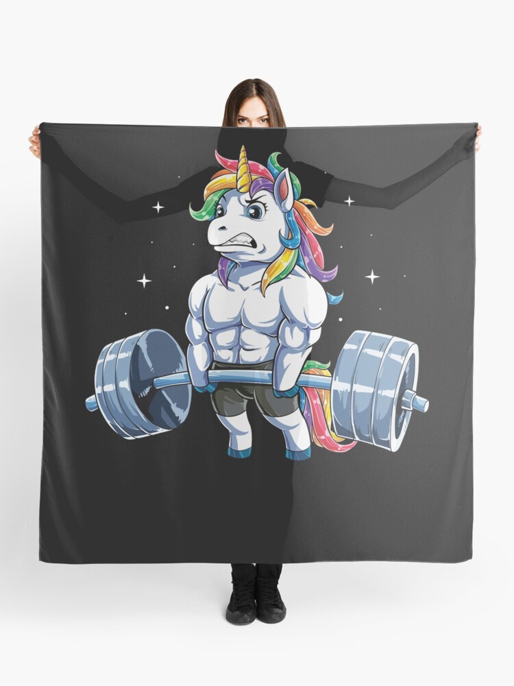 Unicorn Weightlifting T shirt Fitness Gym Deadlift Rainbow Gifts Party Men  Women | Scarf