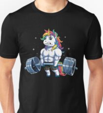 Einhorn Gewichtheben T-shirt Fitness Gym Deadlift Regenbogen Geschenke Party Männer Frauen Unisex T-Shirt