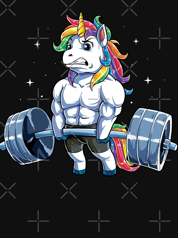 Unicorn Weightlifting T shirt Fitness Gym Deadlift Rainbow Gifts Party Men Women by LiqueGifts