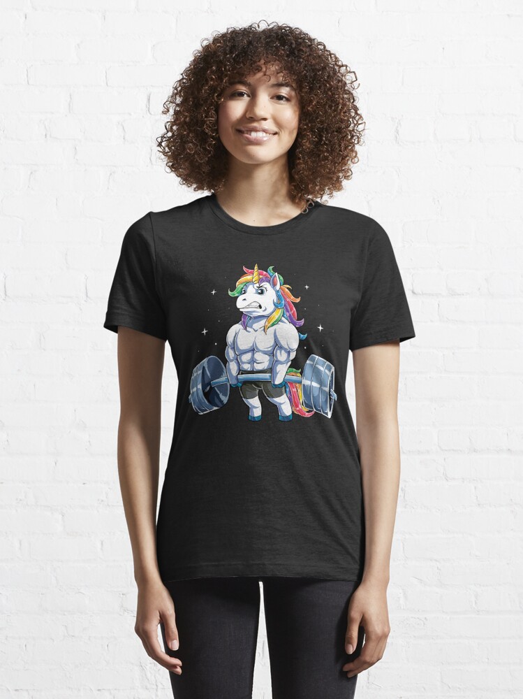 Unicorn Weightlifting T shirt Fitness Gym Deadlift Rainbow Gifts Party Men  Women Essential T-Shirt for Sale by LiqueGifts