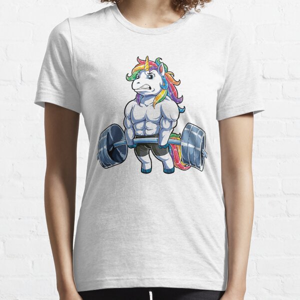 Licorne Haltérophilie T-shirt Fitness Gym Deadlift Rainbow Gifts Party Hommes Femmes T-shirt essentiel