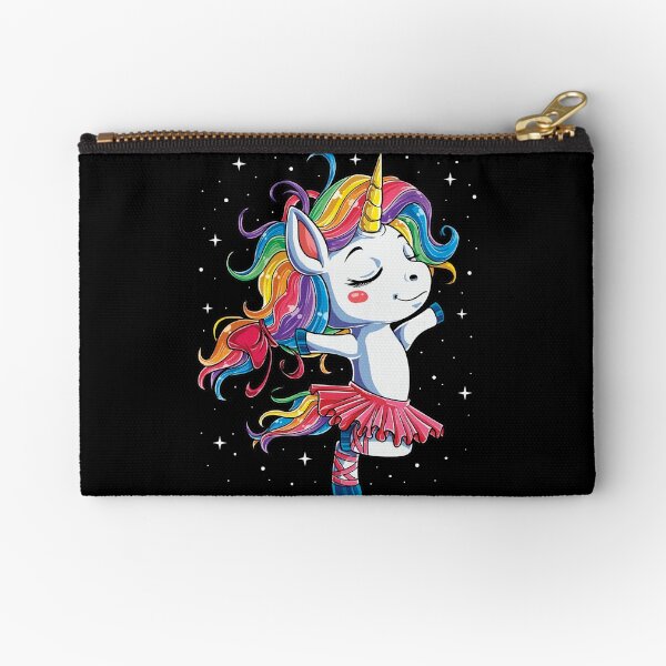 Ballet Dancer Unicorn T shirt Kids Girls Rainbow Ballerina Gifts Party Men Women Zipper Pouch
